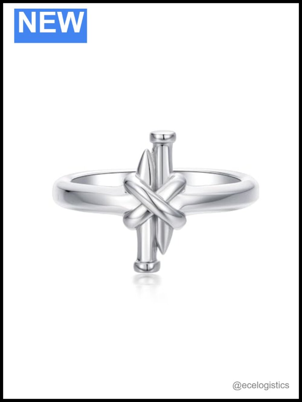 925 Sterling Silver Cross Ring Nail Design Band Religious Gift